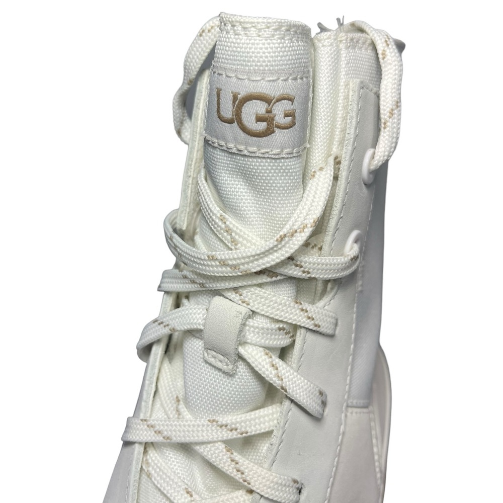 ⚡️SOLD⚡️Ugg The Lug Boots Leather Canvas Combat Waterproof Bright White - Picture 13 of 16